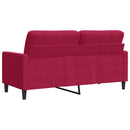 2-personers sofa 140 cm fløjl vinrød