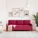 3-personers sofa 180 cm fløjl vinrød