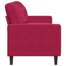 3-personers sofa 180 cm fløjl vinrød