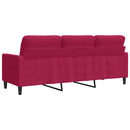 3-personers sofa 180 cm fløjl vinrød