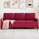 3-personers sofa 180 cm fløjl vinrød