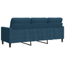 3-personers sofa 180 cm velour blå