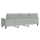 3-personers sofa 210 cm fløjl lysegrå