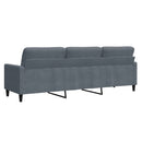 3-personers sofa 210 cm fløjl mørkegrå