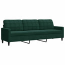 3-personers sofa 210 cm fløjl mørkegrøn