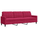 3-personers sofa 210 cm fløjl vinrød