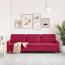3-personers sofa 210 cm fløjl vinrød