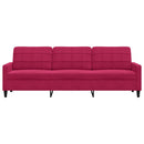 3-personers sofa 210 cm fløjl vinrød