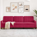 3-personers sofa 210 cm fløjl vinrød