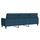 3-personers sofa 210 cm velour blå