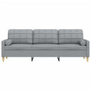 3-personers sofa med pyntepuder 210 cm stof lysegrå