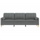 3-personers sofa med pyntepuder 210 cm stof mørkegrå