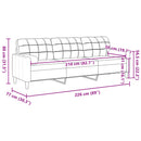 3-personers sofa med pyntepuder 210 cm stof cremefarvet