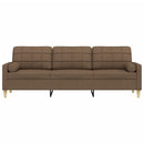 3-personers sofa med pyntepuder 210 cm stof brun