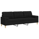 3-personers sofa med pyntepuder 210 cm stof sort