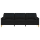 3-personers sofa med pyntepuder 210 cm stof sort