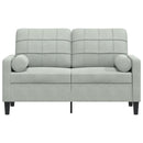 2-personers sofa med pyntepuder 120 cm velour lysegrå