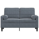 2-personers sofa med pyntepuder 120 cm velour mørkegrå