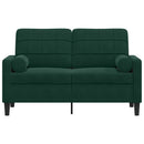 2-personers sofa med pyntepuder 120 cm velour mørkegrøn