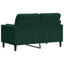 2-personers sofa med pyntepuder 120 cm velour mørkegrøn