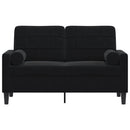 2-personers sofa med pyntepuder 120 cm velour sort