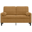 2-personers sofa med pyntepuder 120 cm velour brun