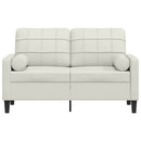 2-personers sofa med pyntepuder 120 cm velour cremefarvet