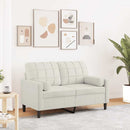 2-personers sofa med pyntepuder 120 cm velour cremefarvet