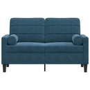 2-personers sofa med pyntepuder 120 cm velour blå