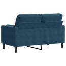 2-personers sofa med pyntepuder 120 cm velour blå