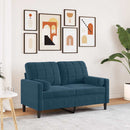 2-personers sofa med pyntepuder 120 cm velour blå
