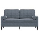 2-personers sofa med pyntepuder 140 cm velour mørkegrå