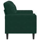 2-personers sofa med pyntepuder 140 cm velour mørkegrøn
