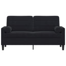 2-personers sofa med pyntepuder 140 cm velour sort