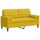 2-personers sofa med pyntepuder 140 cm velour gul