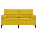 2-personers sofa med pyntepuder 140 cm velour gul