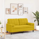 2-personers sofa med pyntepuder 140 cm velour gul
