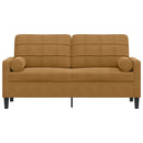 2-personers sofa med pyntepuder 140 cm velour brun