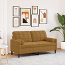 2-personers sofa med pyntepuder 140 cm velour brun