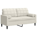2-personers sofa med pyntepuder 140 cm velour cremefarvet