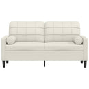 2-personers sofa med pyntepuder 140 cm velour cremefarvet