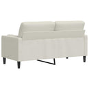 2-personers sofa med pyntepuder 140 cm velour cremefarvet