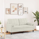 2-personers sofa med pyntepuder 140 cm velour cremefarvet