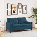 2-personers sofa med pyntepuder 140 cm velour blå