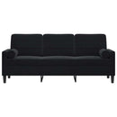 3-personers sofa med pyntepuder 180 cm velour sort