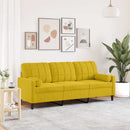 3-personers sofa med pyntepuder 180 cm velour gul