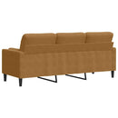 3-personers sofa med pyntepuder 180 cm velour brun