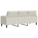 3-personers sofa med pyntepuder 180 cm velour cremefarvet