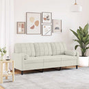 3-personers sofa med pyntepuder 180 cm velour cremefarvet