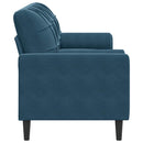 3-personers sofa med pyntepuder 180 cm velour blå